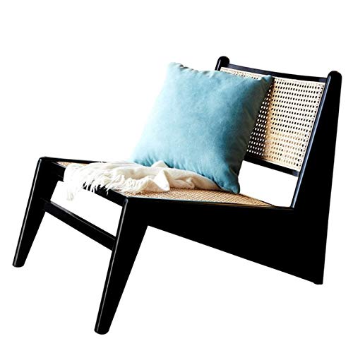 Silla Sofá Rattan SILLAN SILENCIA SILENCIA SILLANTE SILLANTE Modern Modern MINIMALISTINE Balcony SISTION Asiento Cómodo (Color : Black, Size : 61x74x59cm)