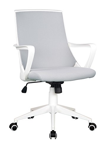 SixBros. Silla de Oficina Silla giratoria Tela Gris/Blanco 0722M/2240