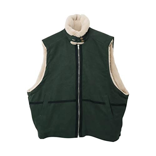 SKK Chaleco de parka sin mangas para mujer, chaleco con bolsillo, cálido abrigo de invierno grueso con chaleco de espiga acolchado para mujer (color: verde)