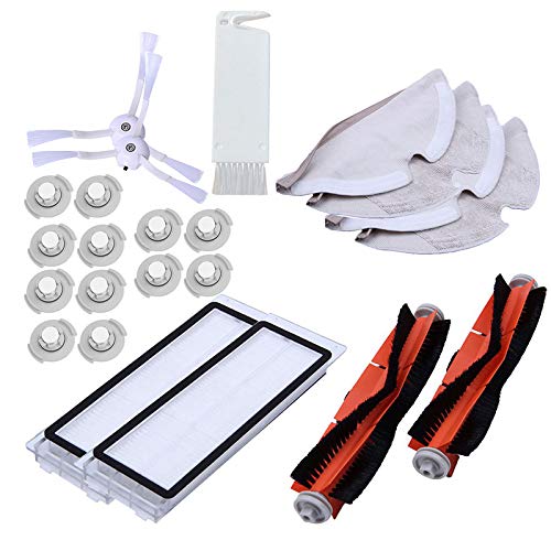 SODIAL Adecuado para Xiaomi Roborock S50 S51 Aspiradora Recambios Kits Trapos de Limpieza Trapeador Húmedo Filtro de Cepillo Lateral Cepillo de Rodillo Roll 23Pcs