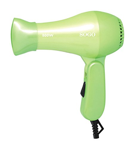 SOGO Secador de Pelo de Viaje Plegable, Secador Portátil Color Verde 800W - SS-3615-G