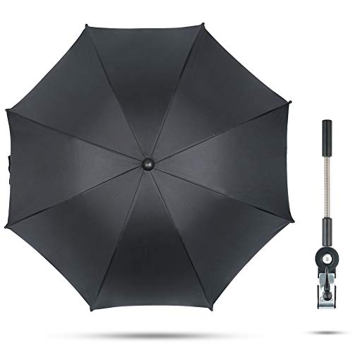 Sombrilla Carrito de Bebé Universal para Protección UV 50 Sombrilla de 75 cm de diámetro con protección solar y protección contra la lluvia funcional Parasol flexible con soporte para tubos