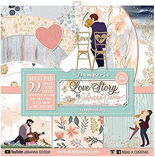 STAMPERIA Set de Scrapbooking Love Story Johanna Rivero 30x30cm, Verda, rosa, Regular