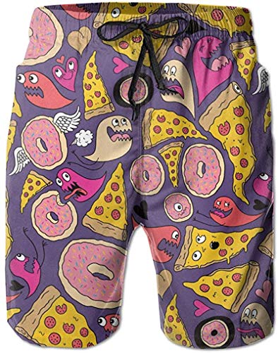 Star Harbor Shorts de Playa para Deportes acuáticos Pizza Donut para Hombre