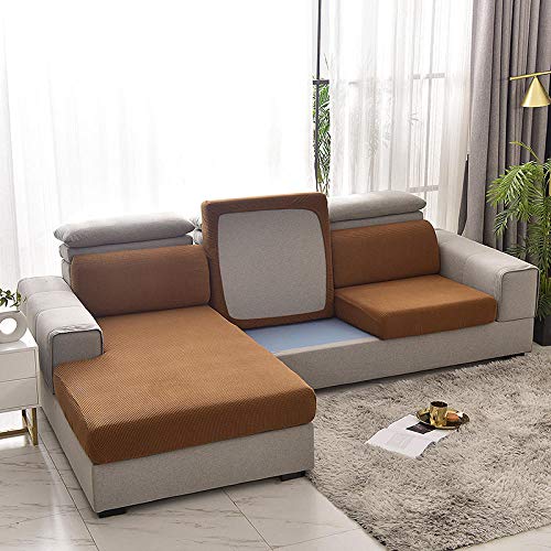 Suuki Fundas para Cojines de sillón y sofá,Fundas de cojín para Silla/loveseat/sofá,Jacquard elástico,Protector de Funda para Asiento de sofá para Oficina/Tienda/Estudio/Sala de Estar-café_1 Plaza