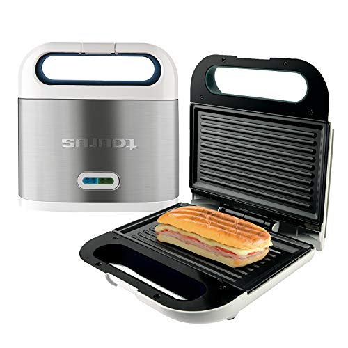 Taurus Sandwichera Phoenix Luxe, grill, resultados crujientes, placas antiadherentes 21.5x12.5 cm, indicador luminoso de temperatura, toque frío, fácil limpieza, inox, Plastique