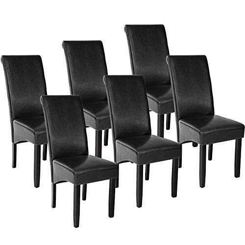 TecTake 800758 Set 6X Sillas de Comedor, Piel Sintética, Forma Ergonómica, Excelente Acabado, Lacadas, Fácil de Limpiar, 106cm (Negro | No 403495)