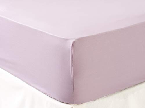 Tex - Sábana Bajera Ajustable de Algodón Percal Bio Cama 150 cm Lila