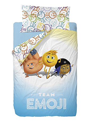 The Emoji Movie Saco Nórdico para Cama, Algodón-Poliéster, Multicolor, Individual, 190x90x25 cm, 2 Unidades