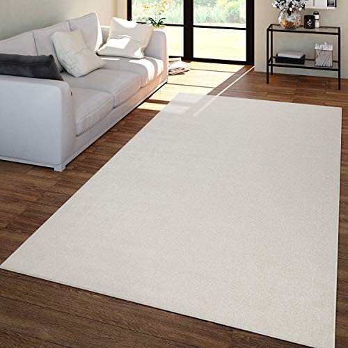 TT Home Alfombra Salón Colores Lisos Pelo Corto Moderna Suave Sencilla En Crema, Größe:160x220 cm