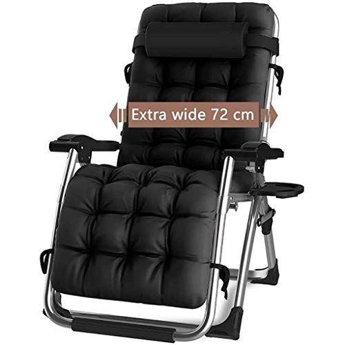 Tumbona plegable DQCHAIR con reposacabezas ajustable, ligera, plegable, soporta hasta 200 kg, para jardín, balcón, playa, terraza, color negro