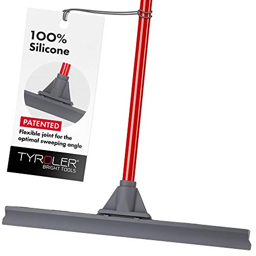 Tyroler Bright Tools Escobilla de Goma para Suelos y Multiples Superficies - 100% de Silicona de Alta Resistencia con Articulación Flexible para un Mejor Barrido, Mango de 4 Piezas de 140 cm