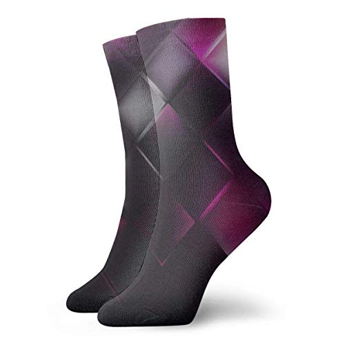 Unisex Black Pink Geometric Square Classic Crew Socks Breathable Fantasy Ankle Running Hiking Socks-Weekend Sport Athletic Socks Air Permeability Short Crew Socks 30 cm