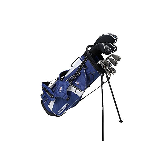 US Kids Golf Pulgadas Tour Series 10 Club Stand Set Azul Marino/Blanco/Plata Bolsa Todos los Cañas de Grafito, Size 54"-57"