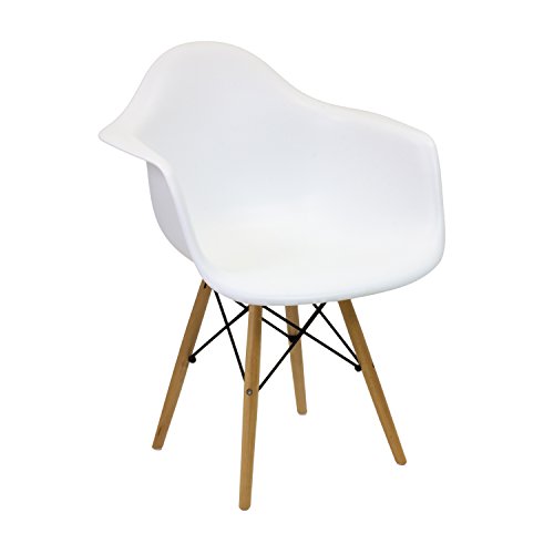 Vaukura Silla Nórdica con Brazos. Silla Comedor Escandinava (Blanca)