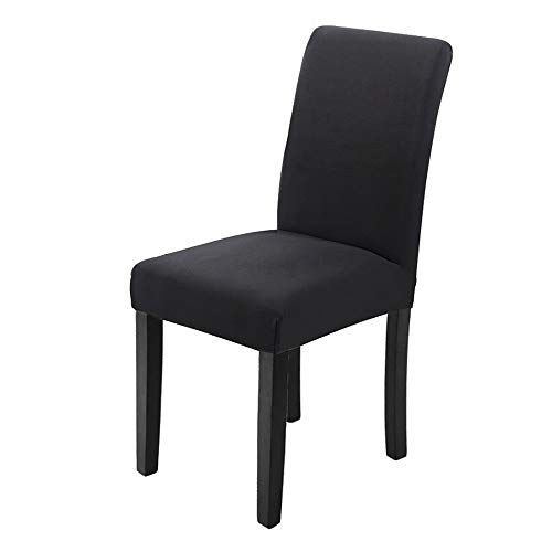 Veakii R Fundas para sillas Pack de 6 Fundas sillas Comedor, Lavable Comedor Asiento Cubre para el Comedor casero Modern Bouquet de la Boda, Hotel, Decor Restaurante (Negro, Pack de 6)