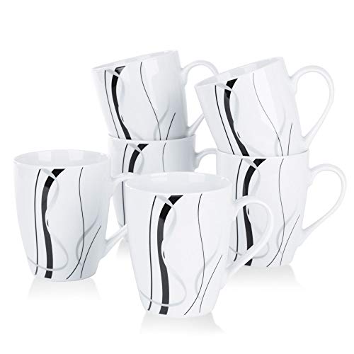 VEWEET Fiona - Juego de 6 tazas de porcelana (360 ml, 10,3 cm de altura)