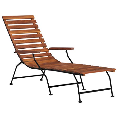 vidaXL Madera Acacia Maciza Tumbona de Jardín Muebles Mobiliario de Exterior Terraza Porche Patio Casa Hogar Piscina Aire Libre Asientos Sofá Sillones