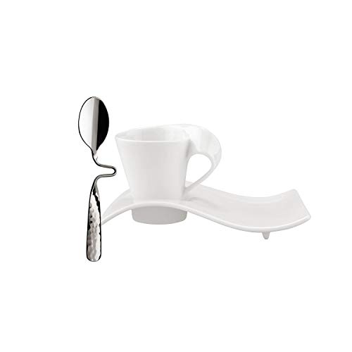 Villeroy & Boch NewWave Juego de café expreso, 3 pz, Porcelana, Blanco