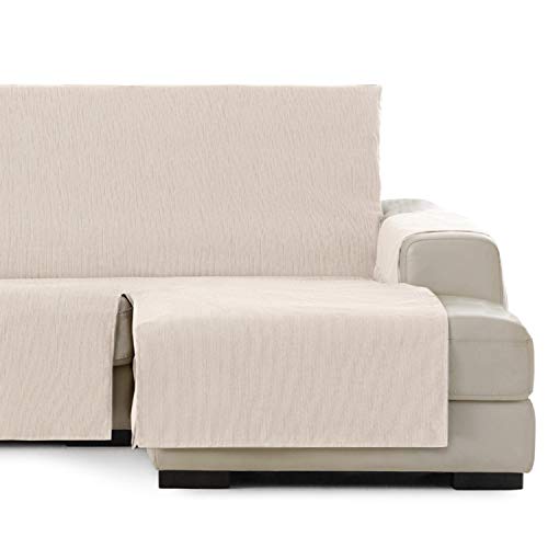 Vipalia Cubre Sofa chaiselongue Ajustable. Funda de Sofa Chaise Longue Brazo Derecho Largo. Protector Antimanchas. Color Marfil. Chaise Largo Derecha