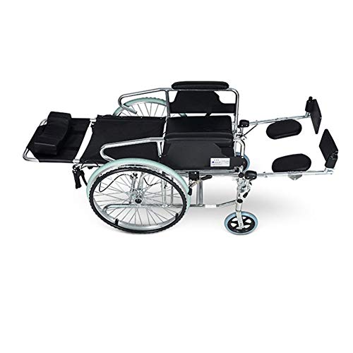 WANGXNCase Silla De Ruedas Portátil Totalmente Reclinable Diseño De Aluminio Sillas De Ruedas Autopropulsadas Ligeras Plegables con Orinal Y Almohada Desmontable