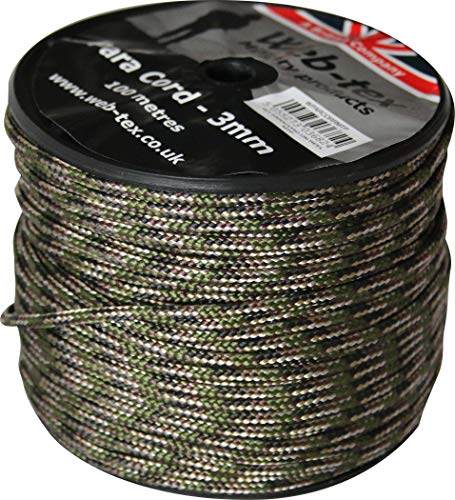 Web-tex - Rollo de cordón Paracord de 3 mm - 100 Metros - MTP