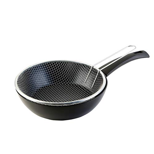 WECOOK! Ecogreen Sartén Freidora con Cestillo 24cm, inducción, Antiadherente ecológico sin PFOA, Full Induction, Protector de Tela, vitroceramica, Gas, eléctrica