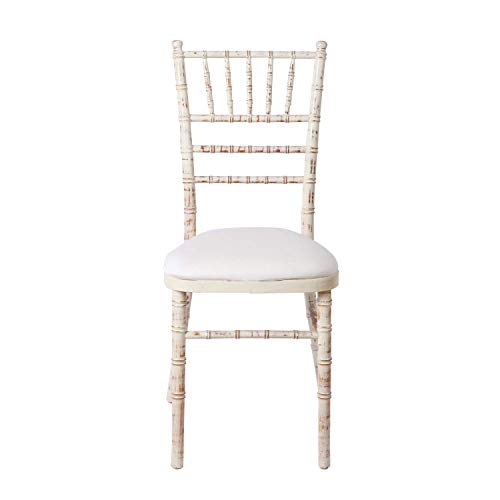 Weddecor - Funda para asiento de silla  Chiavari de elastano, elástica, para bodas, restaurantes, bares, banquetes, comedor, elastano, crema, 39,37 cm