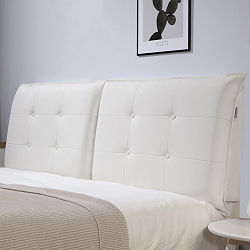 WENZHE Cabecera Cabecero Tapizado Cabeceros De Cama Cabezal Cuatro Hebillas Estuche Blando Espalda Grande Casa Cuarto Sofá Almohada, 4 Colores (Color : Blanco, Tamaño : with headboard-180cm)