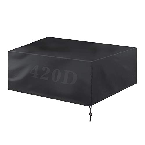 WFQ - Fundas de muebles de jardín, impermeables, para sillas y mesa, muebles de mimbre, cubierta rectangular grande para exteriores, tela Oxford 420D, color negro