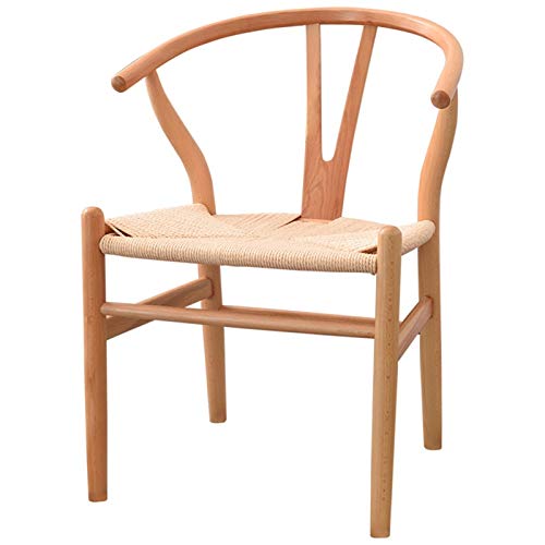 WHOJA Sillas de Comedor Sillón De Rattan Respaldo de madera maciza Silla de escritorio Teniendo 130 kg de peso Sillas de esquina (Color : Wood color)