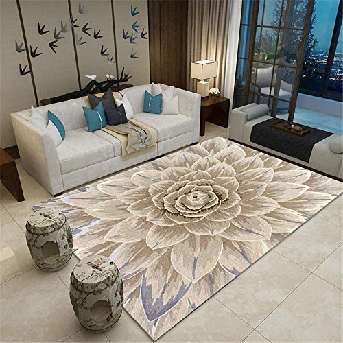 Xiaosua Moqueta Terraza Beige Alfombra de Sala de Estar Beige Abstracto Gran Flor patrón Alfombra Suave Antideslizante Alfombra Silla Ordenador 40X60CM Liquidacion Alfombras 1ft 3.7''X1ft 11.6''