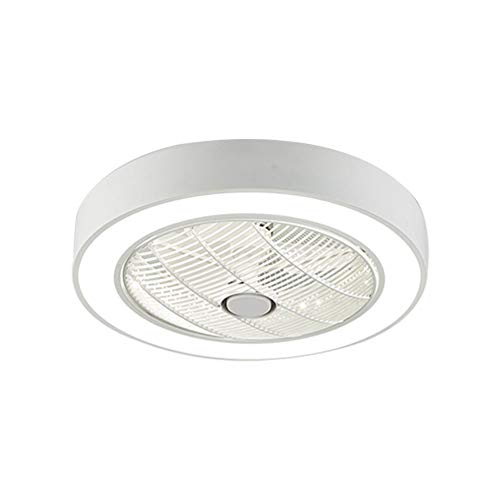 YOHIKOKIU Ventilador de Techo de 22 Pulgadas con luz, Control Remoto LED, Modos de iluminación de 3 Colores, aspas acrílicas Invisibles, Carcasa de Metal, Montaje Semi Empotrado,Blanco