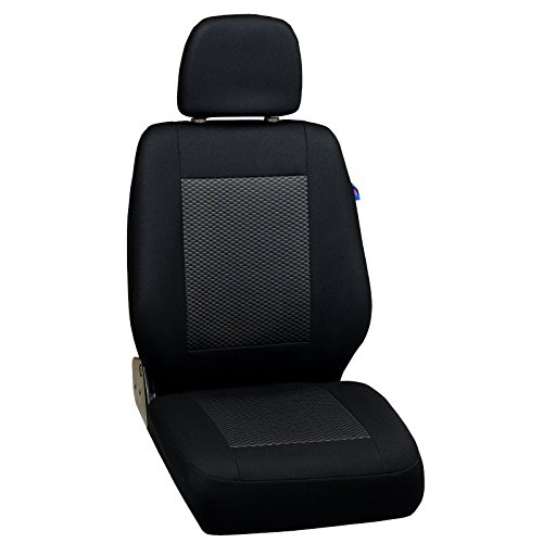 Zakschneider Fundas De Asiento para Renault Maxity - Funda Delantera Sillón del Conductor - Color Premium Negro con Triángulos Grises