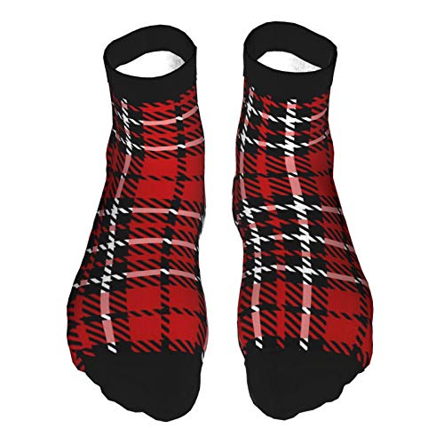 Zcfhike Black Red White Tartan Plaid Scottish Crew Socks for Men - Men's Sport Socks - Athletic Socks