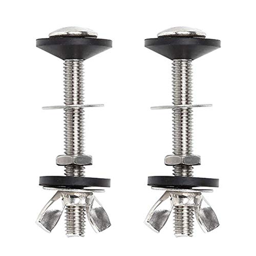 2pcs Inodoro Tanque Tornillo Juego Cisterna Pan Fijación Ajuste Universal A Bol Through Kit para WC Accesorios el Hogar Práctico - Plata Color, Free Size