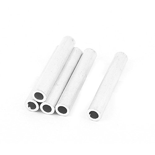 5 Piezas Tubo De Aluminio En línea Recto Conector del Cable 6mm Dia 60mm Largo