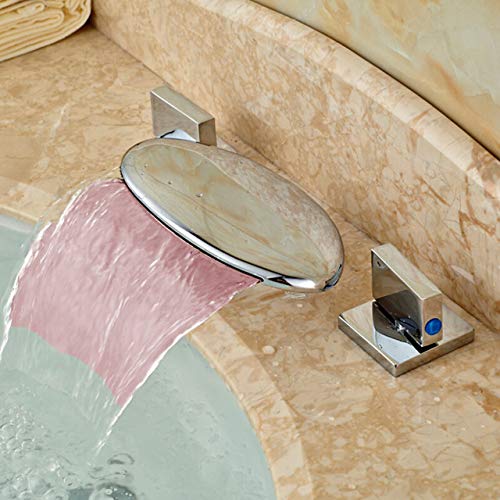 5151BuyWorld Grifo Clásico Led Que Cambia La Cascada Del Canalón De Baño De Hidromasaje Grifo Del Fregadero Manija Doble Cubierta Montada Taps Pileta De Lavar Envío Gratis ==>Style A +