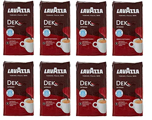 8 x LAVAZZA DEK Intenso Decaffeinated Ground Coffee 250g Italian Espresso