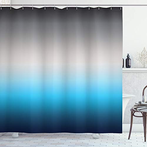 ABAKUHAUS Tresillo Cortina de Baño, Extracto del Color Cambio de patrón, Material Resistente al Agua Durable Estampa Digital, 175 x 180 cm, Gris y Azul