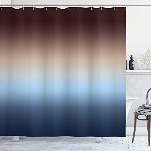 ABAKUHAUS Tresillo Cortina de Baño, Gradual Cambio de Color Moderna, Material Resistente al Agua Durable Estampa Digital, 175 x 200 cm, Azul Marrón