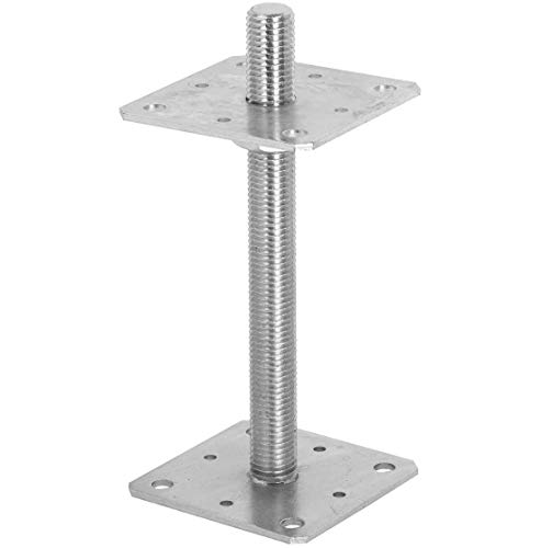 ADGO Soporte de Anclaje para Poste para Atornillar en Plata Galvanizada Ajustable en Altura (80x80)