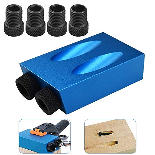 AFASOES Guia Taladro Angulo 15 ° Posicionador de Taladros Guia Taladro Oblicuo Guia Taladro Espigas Madera Guia para Taladros Ocultos con 6 pcs Manga de Taladro 6, 8 y 10mm para Carpintería Bricolaje