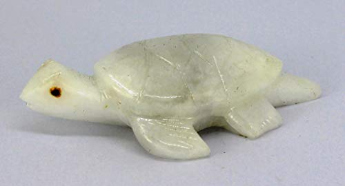 Agata Mineral Import Tortuga - Tallado en Calcita Blanca/Animal en Piedras Semi Preciosas - Dimensiones Aproximadas: 50 gr - 6 cm Altura & 4 x 4 cm Anchura