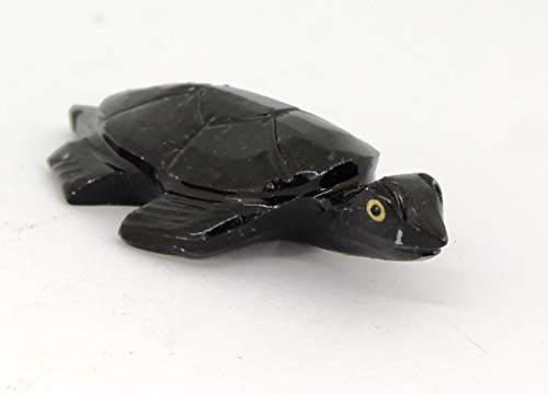 Agata Mineral Import Tortuga - Tallado en Ónice Negro - Onix/Animal en Piedras Semi Preciosas - Dimensiones Aproximadas: 50 gr - 6 cm Altura & 4 x 4 cm Anchura