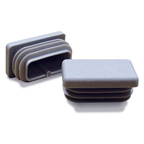 ajile - 4 piezas - Contera acanalada para tubo rectangular 30 x 15 mm - GRIS - EPG330