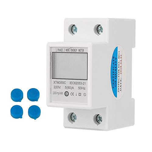 Alupre 220V 5 (80) A Digital 1-Fase 2 Wire 2P DIN-Rail Contador eléctrico electrónico del Metro KWh