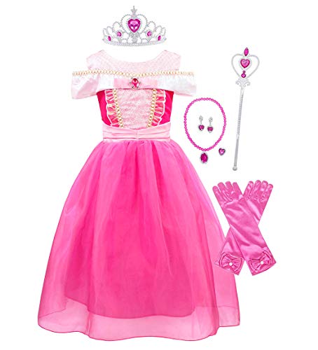 AmzBarley Disfraz Princesa Vestido Niña Disfraces Traje Bella Durmiente Fiesta Cumpleaños Regalo Halloween Carnaval Nniños Muchachas Cosplay