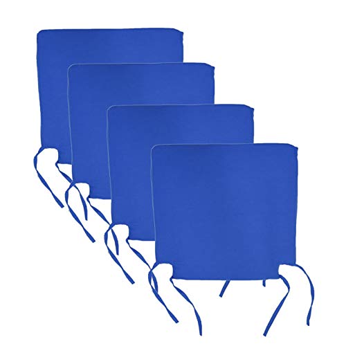 Arcoiris Pack de 4 Cojines de Asiento y Silla, 40x40X3cm,Cojín Silla Loneta , Cómodos, Resistentes, para Cocina, Cuarto, Sala, Jardín, Terraza, Patio, (Espuma, Gris) (Pack 4 Cojines, Azul)