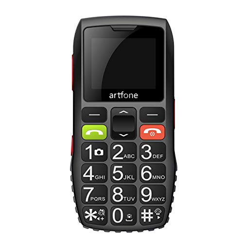 Artfone C1 - Teléfono móvil con botón grande para personas mayores, desbloqueado y botón de emergencia SOS, batería de 1400 mAh